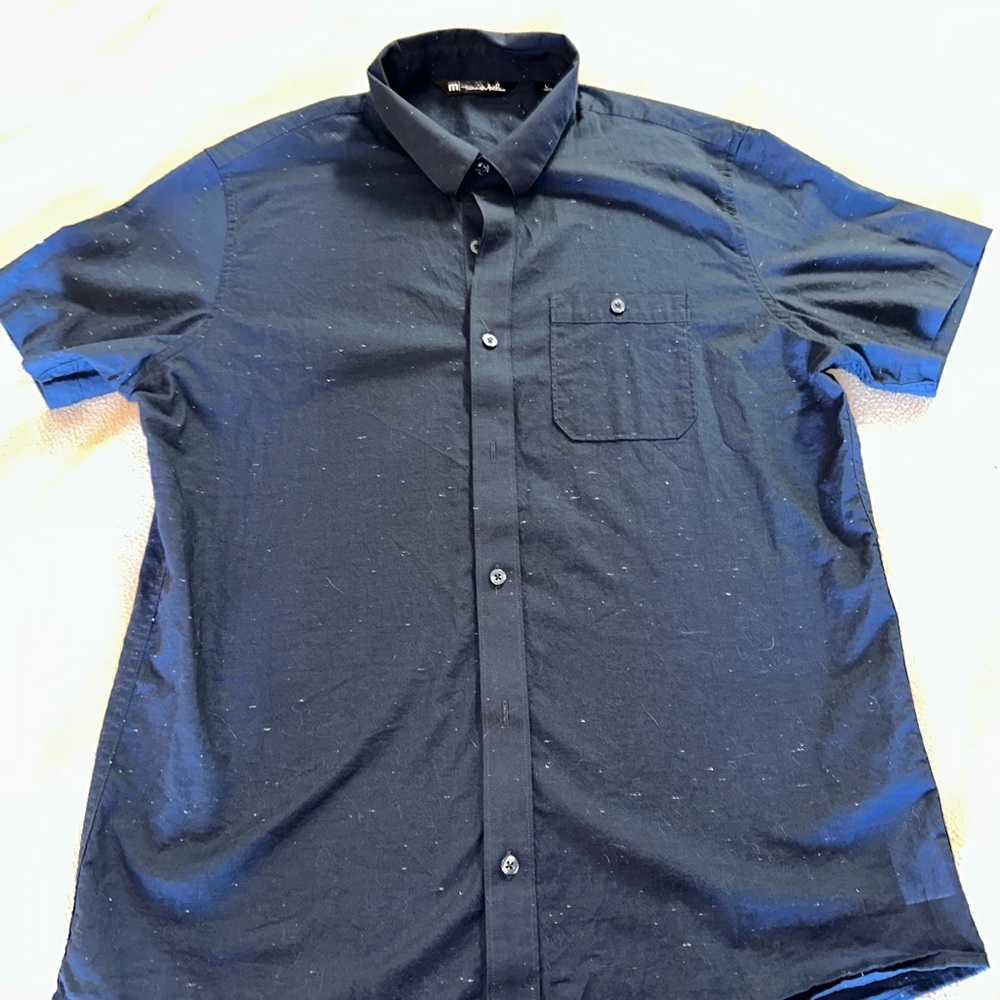 Travis Matthew Men's Dress Shirt Size L Short Sleeve Blue Casual Button Up